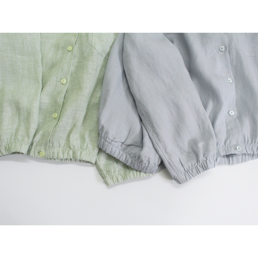 UMI SHIRT - Áo linen nữ cổ trụ tay dài bo chun - by Tháng Năm