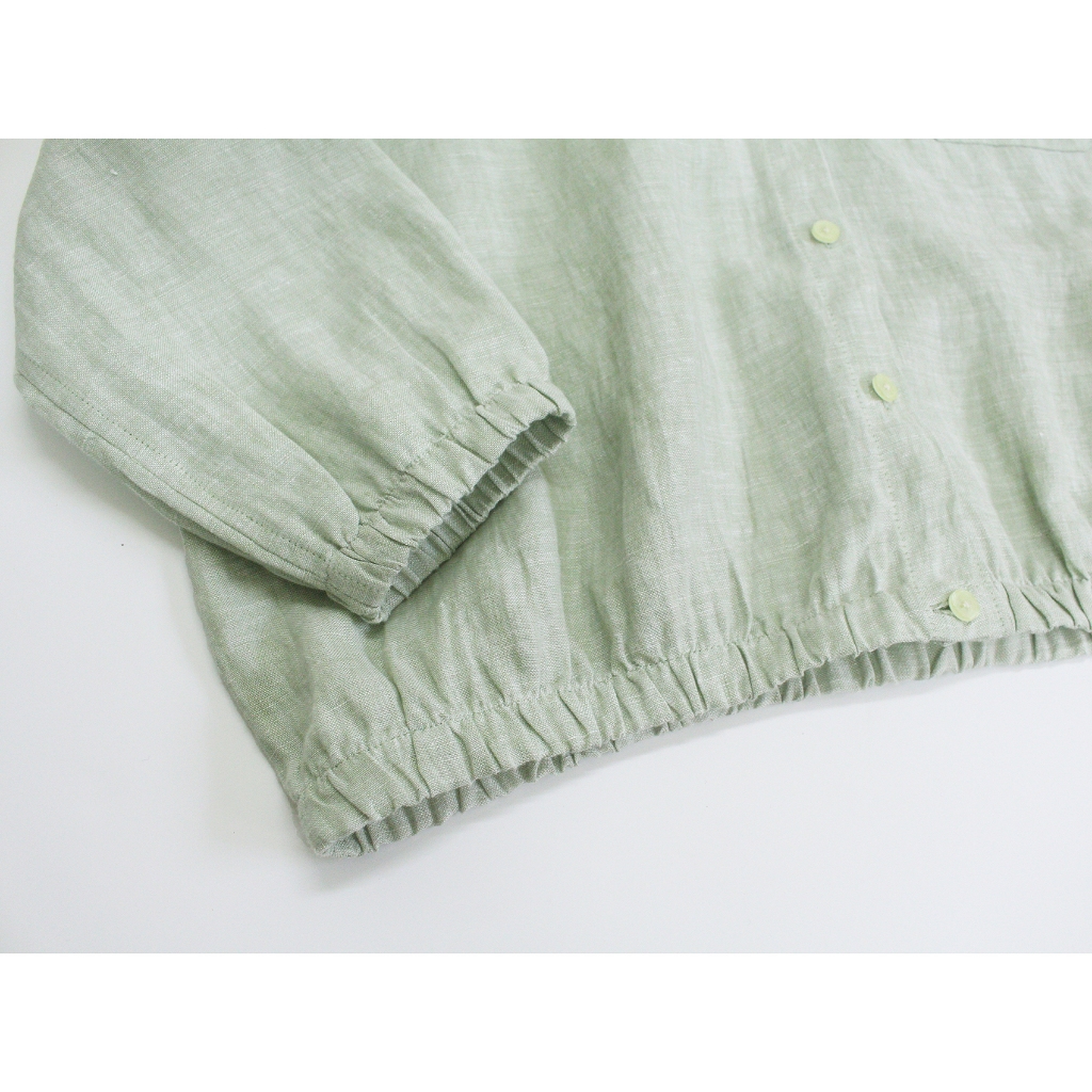 UMI SHIRT - Áo linen nữ cổ trụ tay dài bo chun - by Tháng Năm