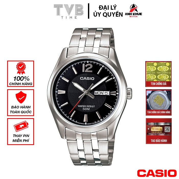 Đồng hồ nam dây kim loại Casio chính hãng Anh Khuê MTP-1335D-1AVDF (38mm)