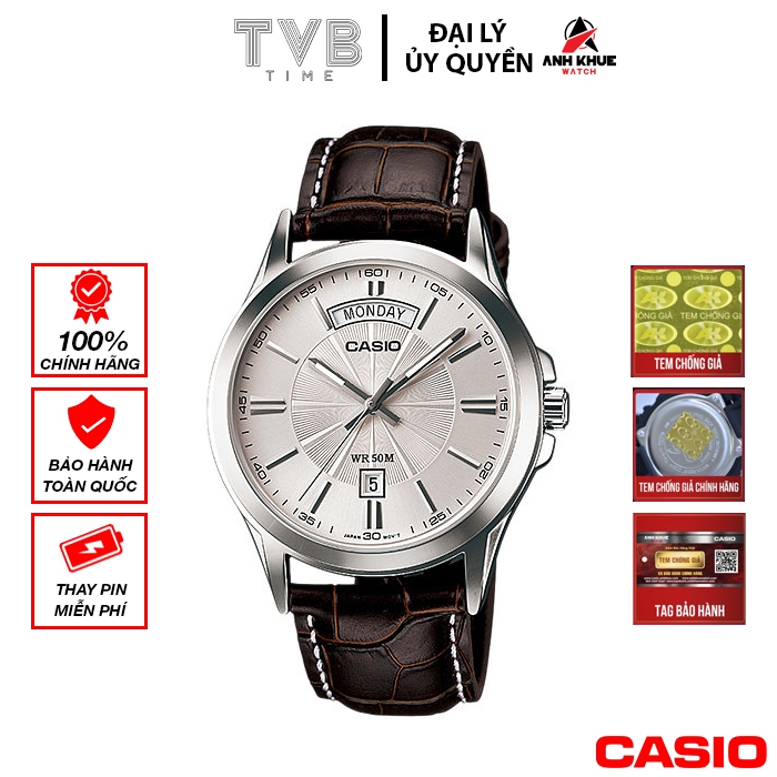 Đồng hồ nam dây da Casio chính hãng MTP-1381L-7AVDF (39mm)