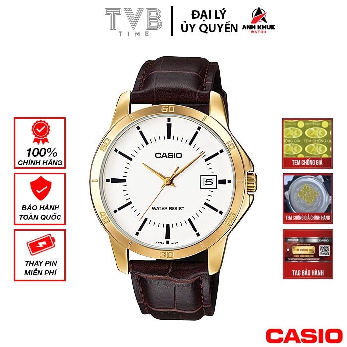 Đồng hồ nam dây da Casio chính hãng Anh Khuê MTP-V004GL-7AUDF (41mm)