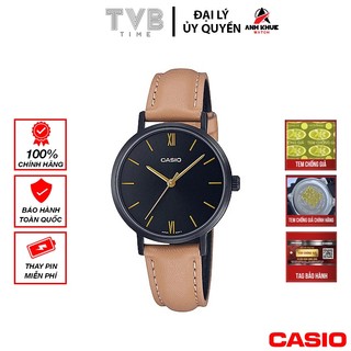 Đồng hồ nữ dây da casio chính hãng ltp-vt02bl-1audf