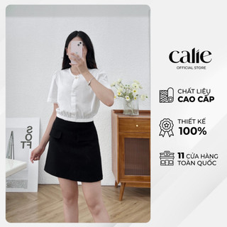 Áo croptop nữ phối ren bo chun eo calie ac293