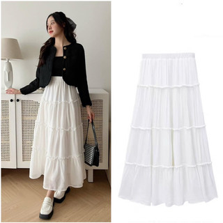 Chân váy midi voan tơ bèo tầng ulzzang