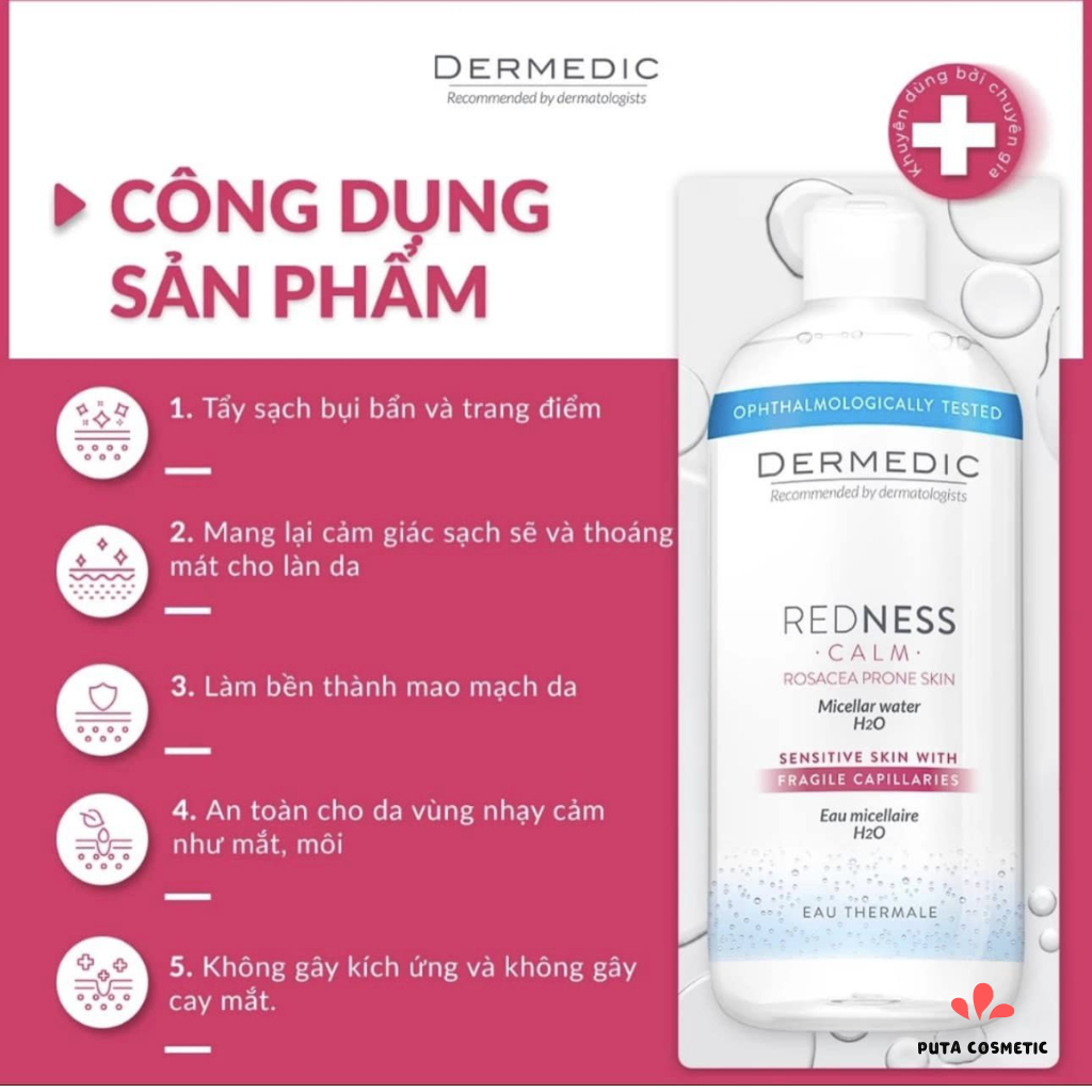Nước tẩy trang cho da nhạy cảm Dermedic Redness Micellar Water 500ml