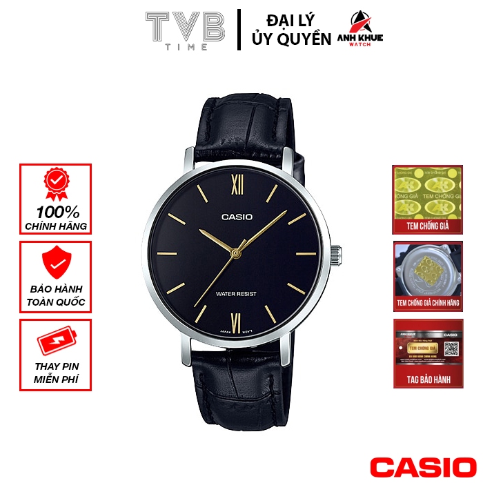 Đồng hồ nữ dây da Casio chính hãng LTP-VT01L-1BUDF (34mm)