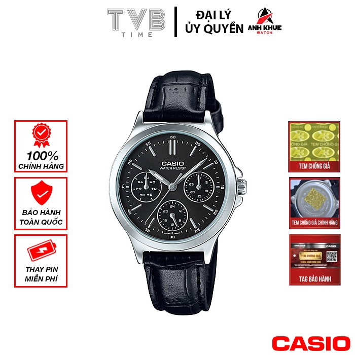 Đồng hồ nữ dây da Casio chính hãng Anh Khuê LTP-V300L-1AUDF (33mm)
