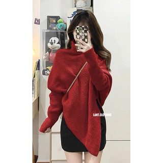 áo len cổ lọ vạt chéo