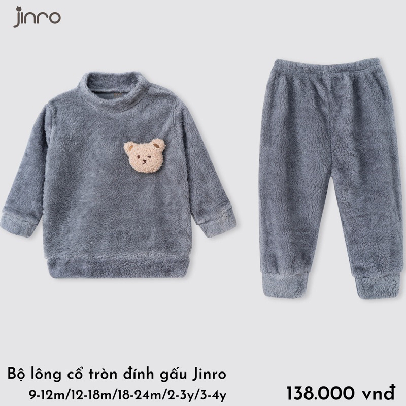 Bộ dài tay lông jinro bé mặc mùa đông ấm áp