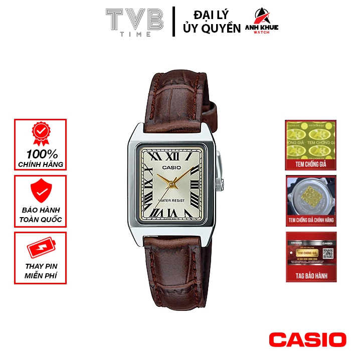 Đồng hồ nữ dây da Casio chính hãng LTP-V007L-9BUDF