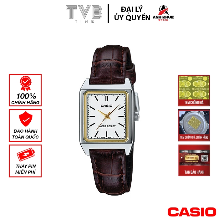 Đồng hồ nữ dây da Casio chính hãng LTP-V007L-7E2UDF