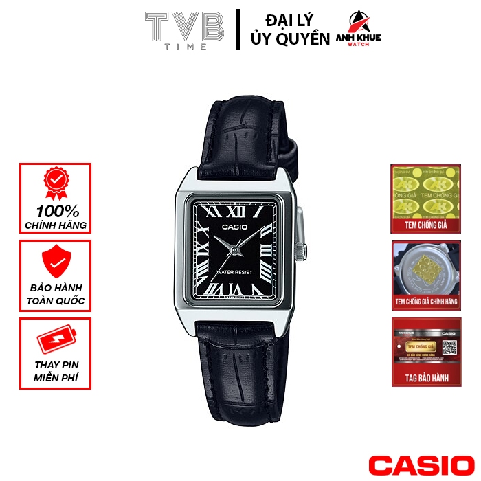 Đồng hồ nữ dây da Casio chính hãng LTP-V007L-1BUDF