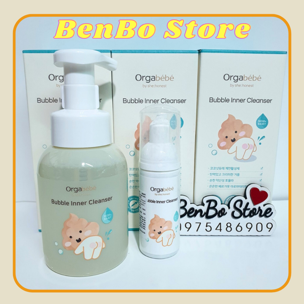 Dung dịch vệ sinh mông và vùng kín cho bé Orgabebe Bubble Inner Cleanser 300ml Hàn quốc cho bé 0m+ (Orgabébé)