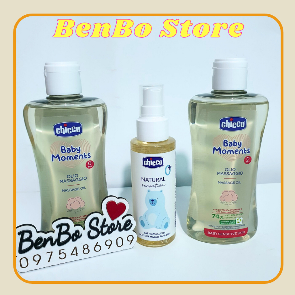 Dầu Mát-xa Chicco chiết xuất cám gạo 0M+ Chicco 200ml