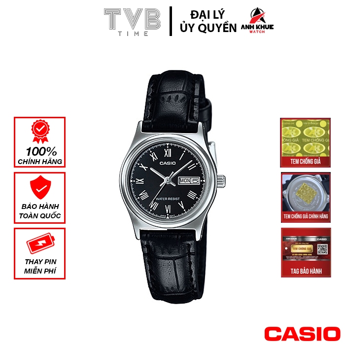 Đồng hồ nữ dây da Casio chính hãng Anh Khuê LTP-V006L-1BUDF (25mm)