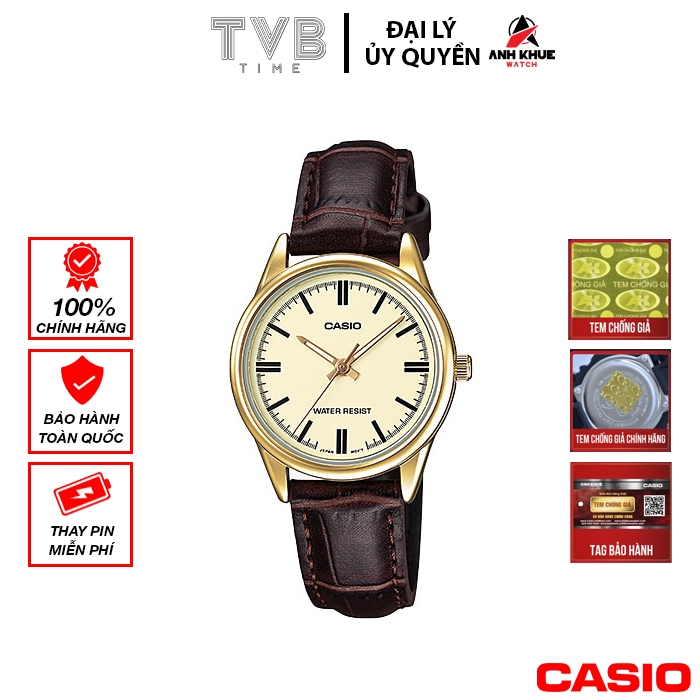 Đồng hồ nữ dây da Casio chính hãng LTP-V005GL-9AUDF
