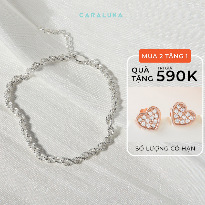 Lắc Tay Bạc Nữ CARA LUNA Dây Trơn Xoắn Bản Dày Twist - VCB03