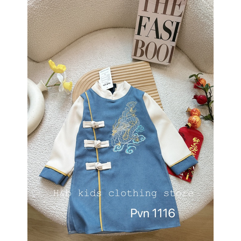 Áo dài thêu rồng cổ tàu bé trai