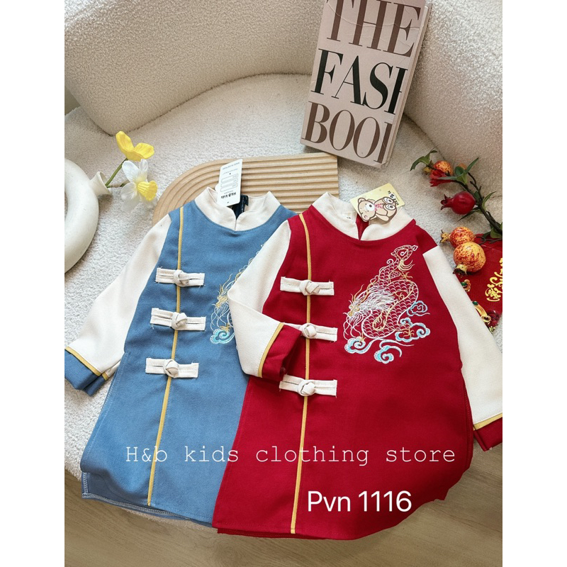 Áo dài thêu rồng cổ tàu bé trai