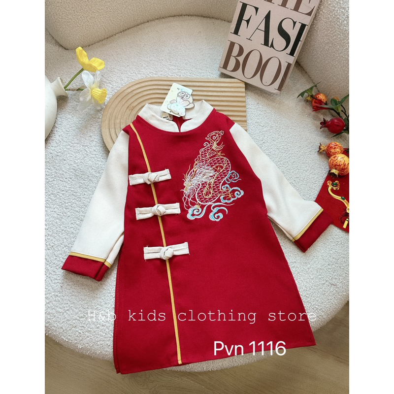 Áo dài thêu rồng cổ tàu bé trai
