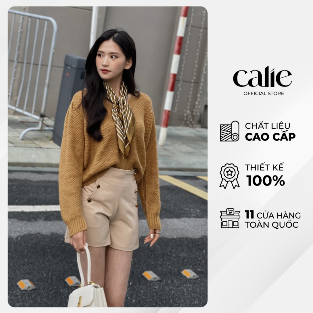 Áo cardigan trơn basic 4 màu chất liệu len dệt kim dày dặn Calie AL125
