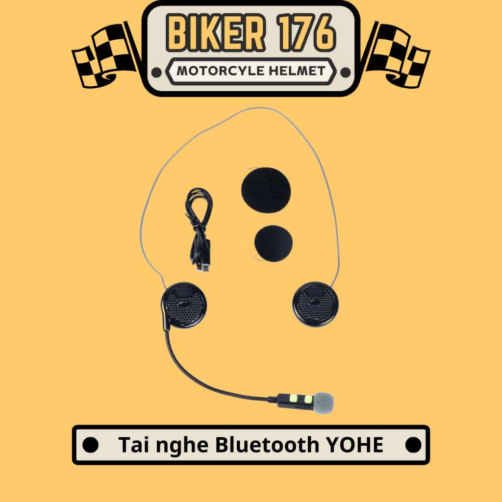 Tai nghe Bluetooth Yohe lắp mũ bảo hiểm Fullface & mũ 3/4 - BIKER 176 - Mũ bảo hiểm Vũng Tàu