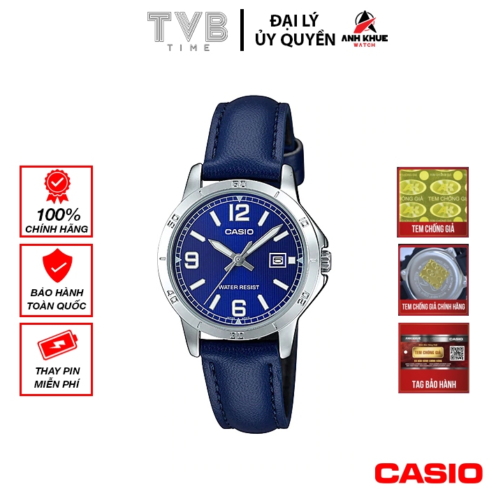 Đồng hồ nữ dây da Casio chính hãng LTP-V004L-2BUDF