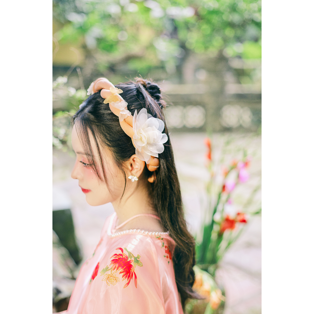 Sumire Store Áo dài Organza Khuê Đình - Hồng ửng cam - Freesize