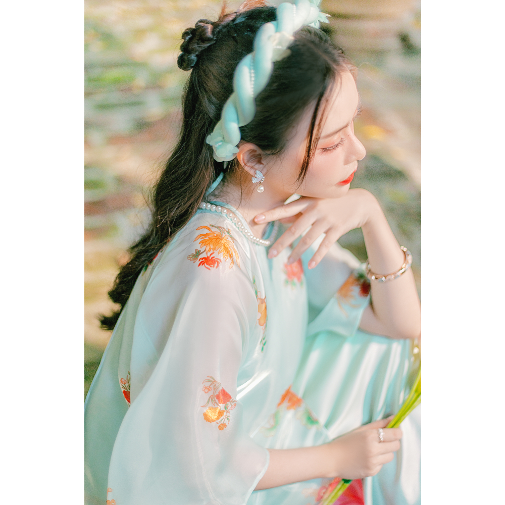 Sumire Store Áo dài Organza Khuê Đình - Xanh lơ nhạt - Freesize