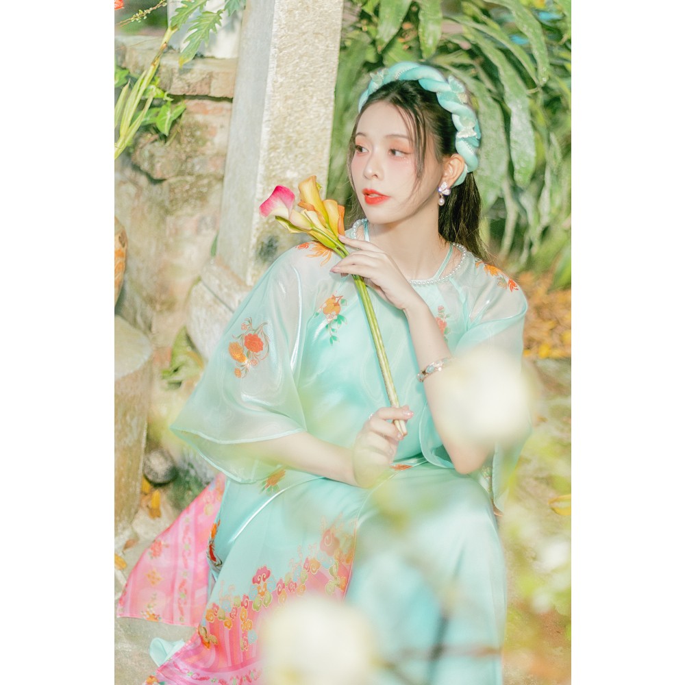 Sumire Store Áo dài Organza Khuê Đình - Xanh lơ nhạt - Freesize