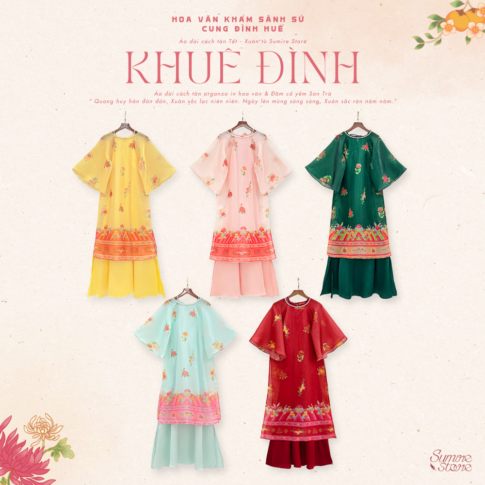 Sumire Store Áo dài Organza Khuê Đình - Xanh lơ nhạt - Freesize (Chỉ lớp ngoài)