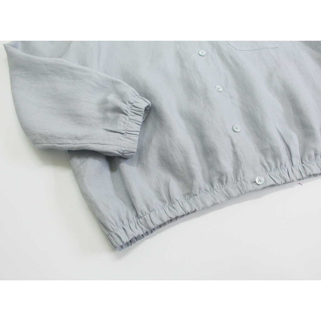 UMI SHIRT - Áo linen nữ cổ trụ tay dài bo chun - by Tháng Năm