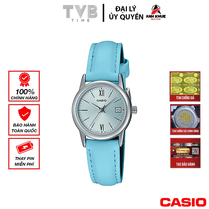 Đồng hồ nữ dây da Casio chính hãng LTP-V002L-2B3UDF