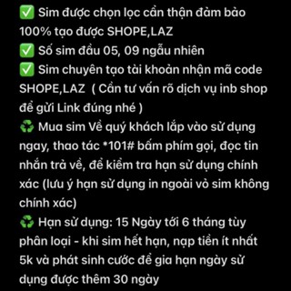 Sim VietNamMobile Chuyên Tạo Tài Khoản Shope,Laz