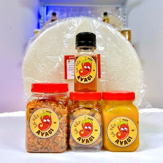 (TÓP MỠ) MUỐI BÉO AVAGI COMBO BÁNH TRÁNG PHƠI SƯƠNG (Bánh tráng+Muối béo+Tóp mỡ+Ruốc Hành Phi+Sốt tắc)