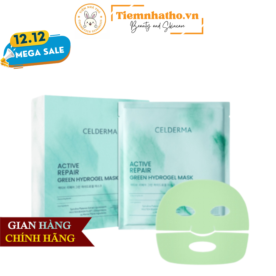 Mặt Nạ Thạch Tảo Xoắn Căng Da Nâng Cơ Chống Lão Hoá CELDERMA Active Repair Green Hydrogel Mask