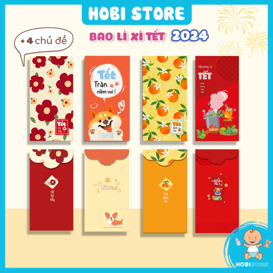 Lì xì tết 2024 phong bao mừng tuổi mẫu mới nhiều hình đa dạng dễ thương đón xuân may mắn phát tài phát lộc - Hobi Store