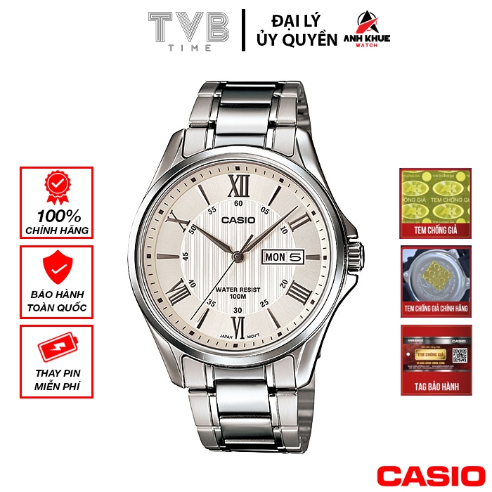 Đồng hồ nam dây kim loại Casio chính hãng MTP-1384D-7AVDF (41mm)