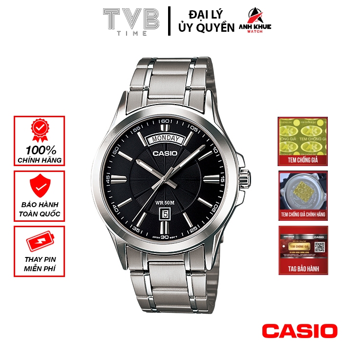 Đồng hồ nam dây kim loại Casio chính hãng MTP-1381D-1AVDF (39mm)