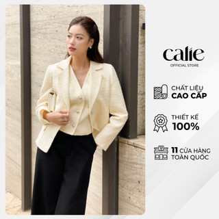 Áo blazer nữ dài tay chất dạ tweed dáng lửng CALIE AB072