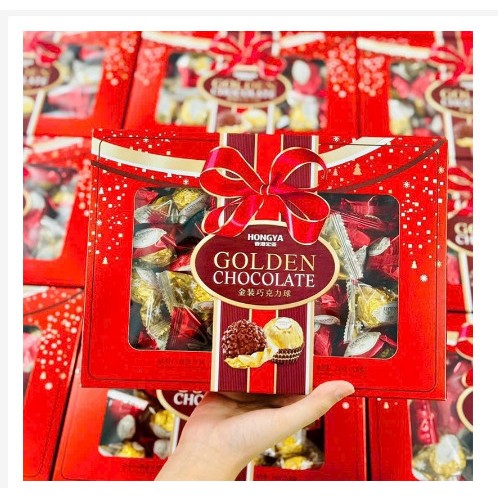 [Hỏa Tốc HN] Hộp Sô cô la Hongya Golden Chocolate Cao Cấp, Dòng Socola Hạt Phỉ Ferrero Rocher 208g –