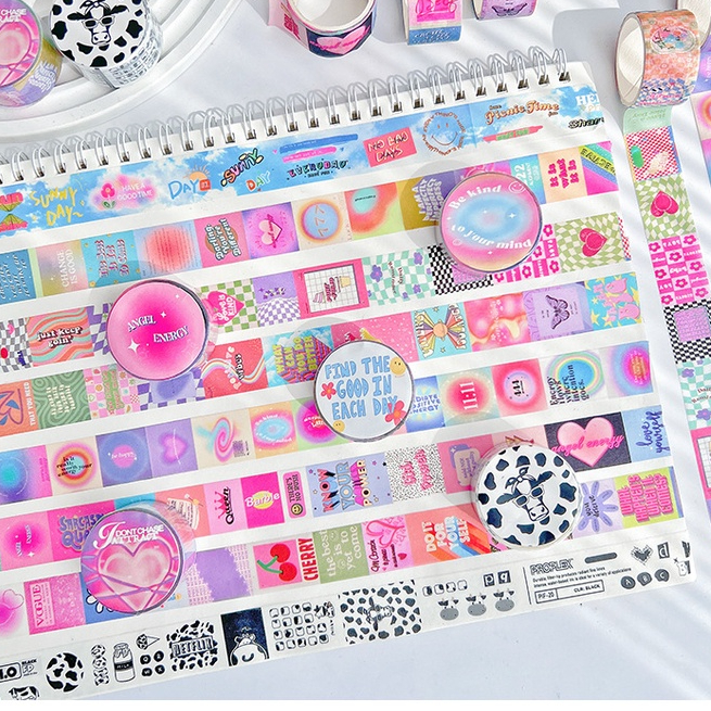 Băng keo giấy dán washi tape họa tiết hologram trang trí album sổ lưu niệm