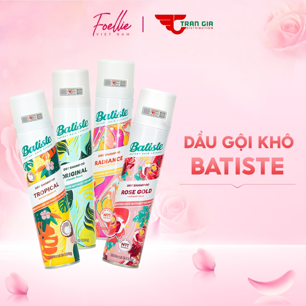 Dầu Gội Khô Batiste Dry Shampoo 200ml Hết Ngứa, Hết Bết Dính Tóc Bồng Bềnh Tức Thì