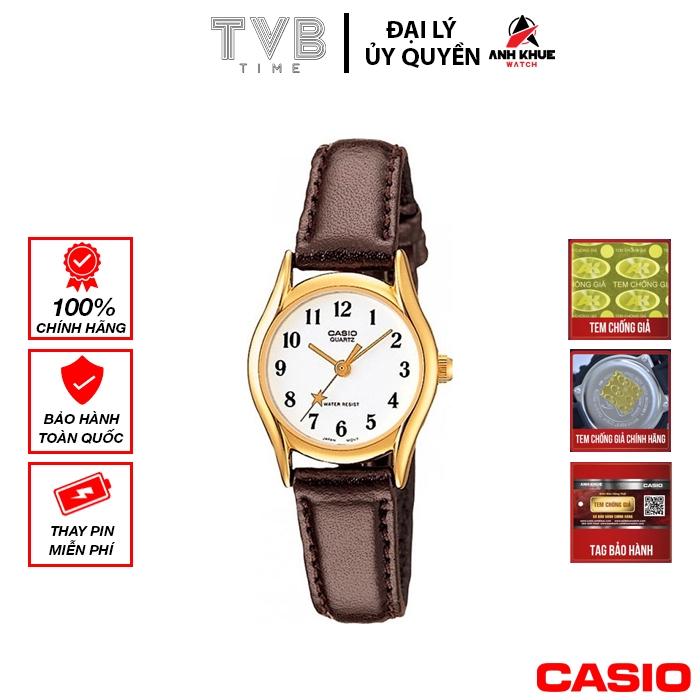 Đồng hồ nữ dây da Casio chính hãng Anh Khuê LTP-1094Q-7B4RDF (23mm)