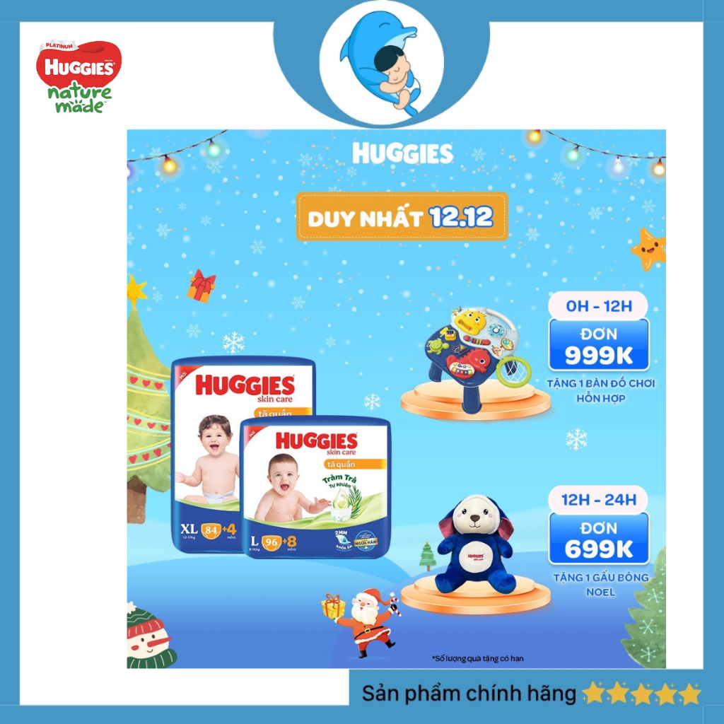 Tã quần Huggies tràm trà tự nhiên Skincare Pants Mega Jumbo M106/L104/XL88/XXL80 [SIÊU NHIỀU MIẾNG]