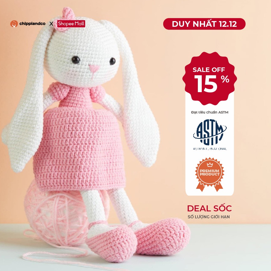 Thú nhồi bông cao cấp CHIPPIANDCO Thỏ Camellia 35 cm