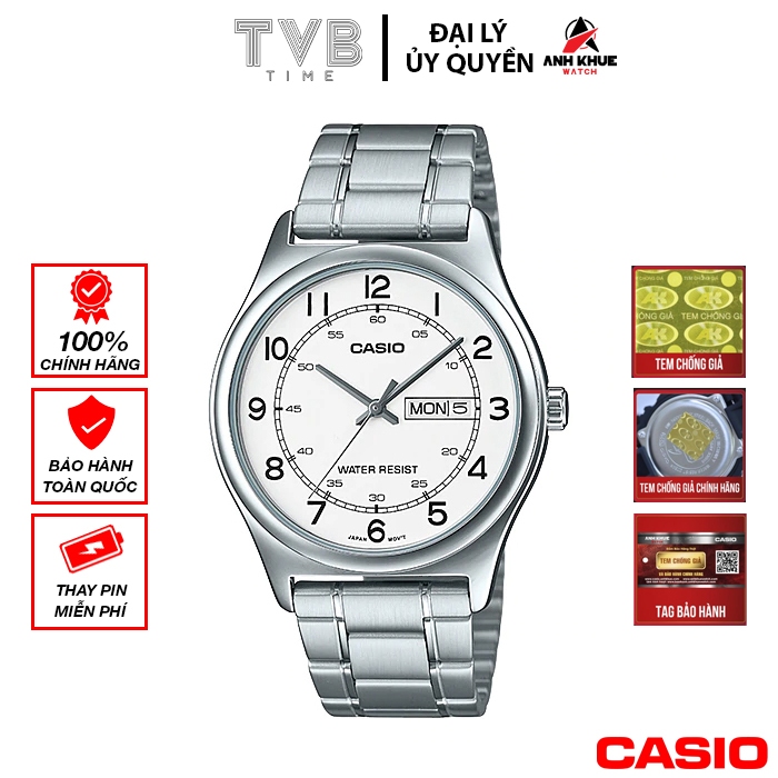 Đồng hồ nam dây kim loại Casio chính hãng MTP-V006D-7B2UDF (38mm)