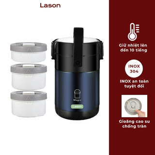 Hộp cơm giữ nhiệt Lason Magic, Cà men đựng cơm, cặp lồng inox giữ nóng lên đến 10 tiếng CB-HC-GN07