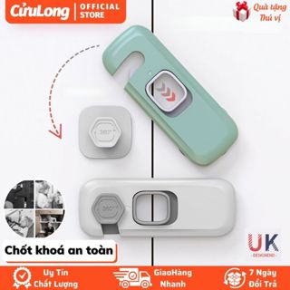 Khoá cài cửa tủ 360 chốt an toàn trẻ em khóa cửa tủ lạnh dán keo không cần khoan