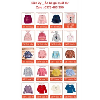 Size 2y _ Áo bé gái xuất dư nhiều mẫu